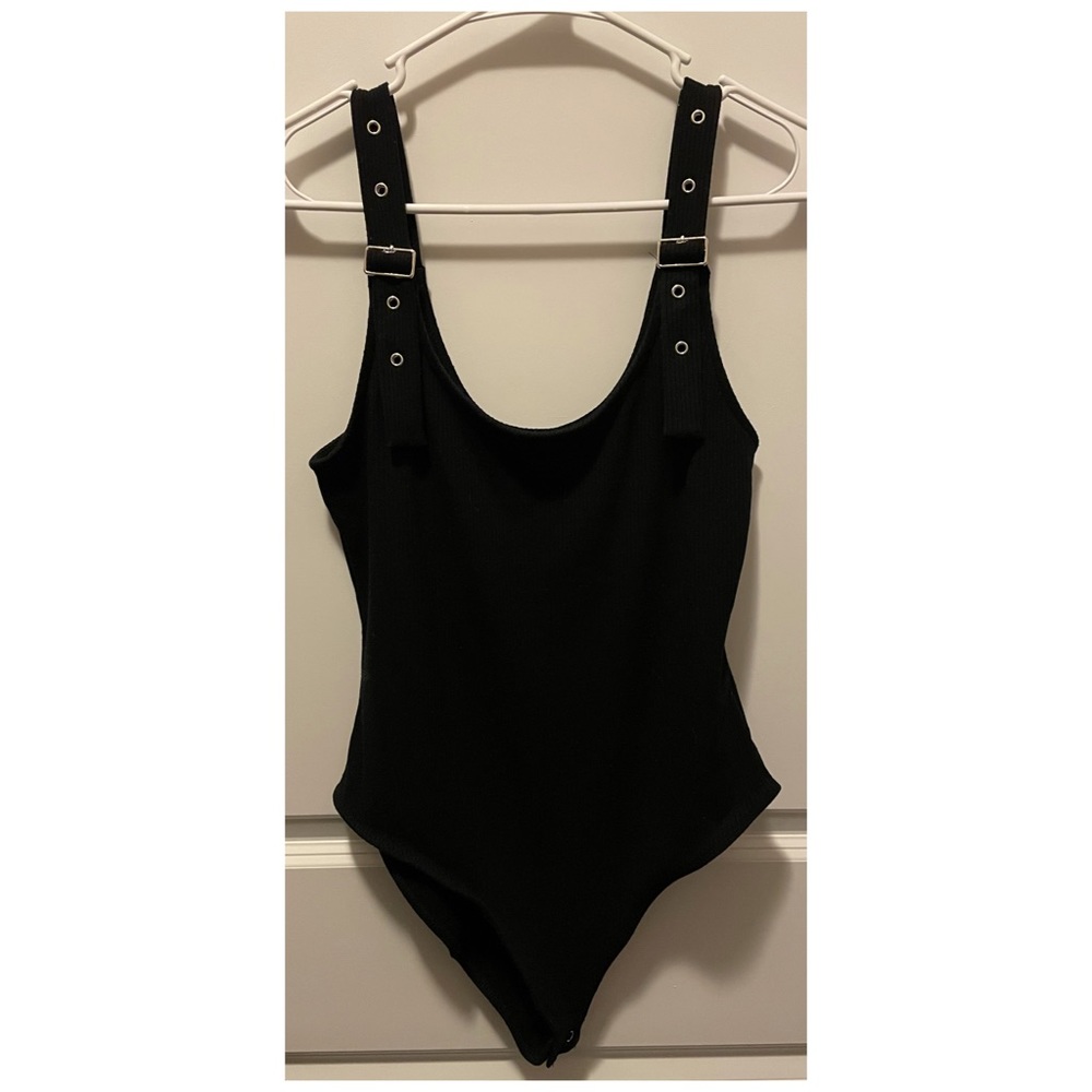 Black bodysuit w/ buckle straps